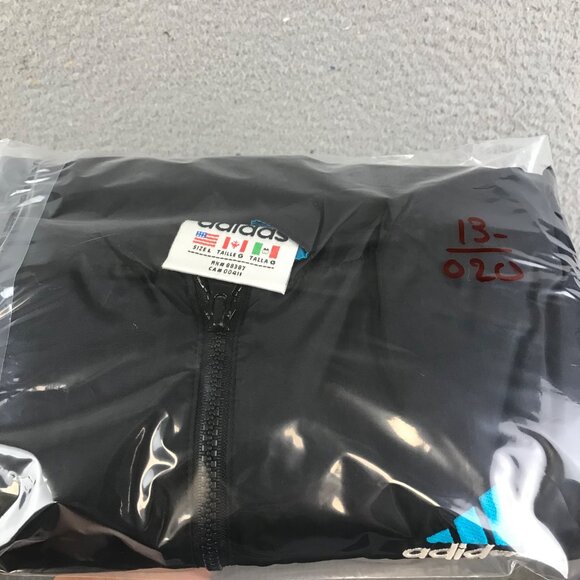 VINTAGE Adidas Jacket Mens size Large Black Blue Windbreaker Hooded jacket - Picture 10 of 10